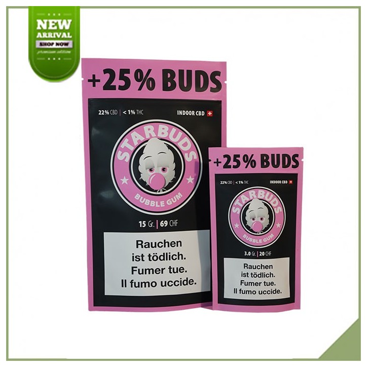 Fiori di cannabis CBD Starbuds Bubble Gum Fiori di cannabis CBD Starbuds Bubble Gum