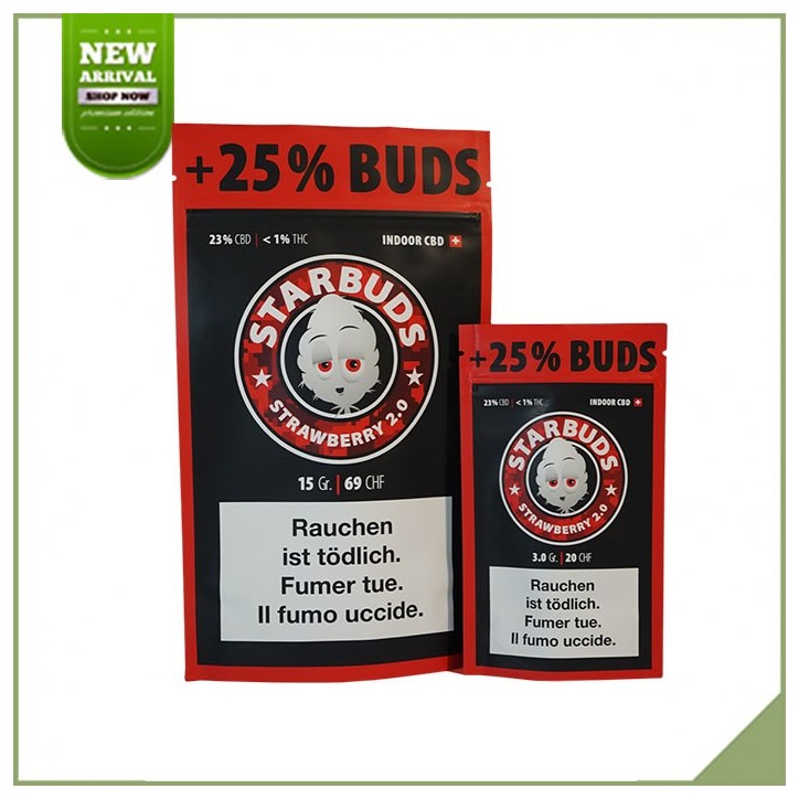 Cannabis Blumen CBD Starbuds Erdbeere 2,0 23% Cannabis Blumen CBD Starbuds Erdbeere 2,0 23%