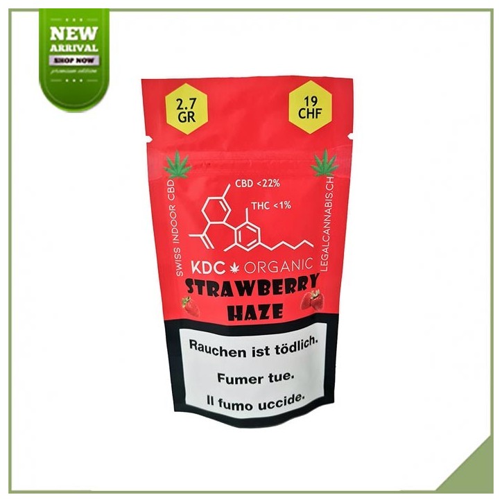 Fleurs de CBD indoor - KDC Organic Strawberry Haze Fleurs de CBD indoor - KDC Organic Strawberry Haze
